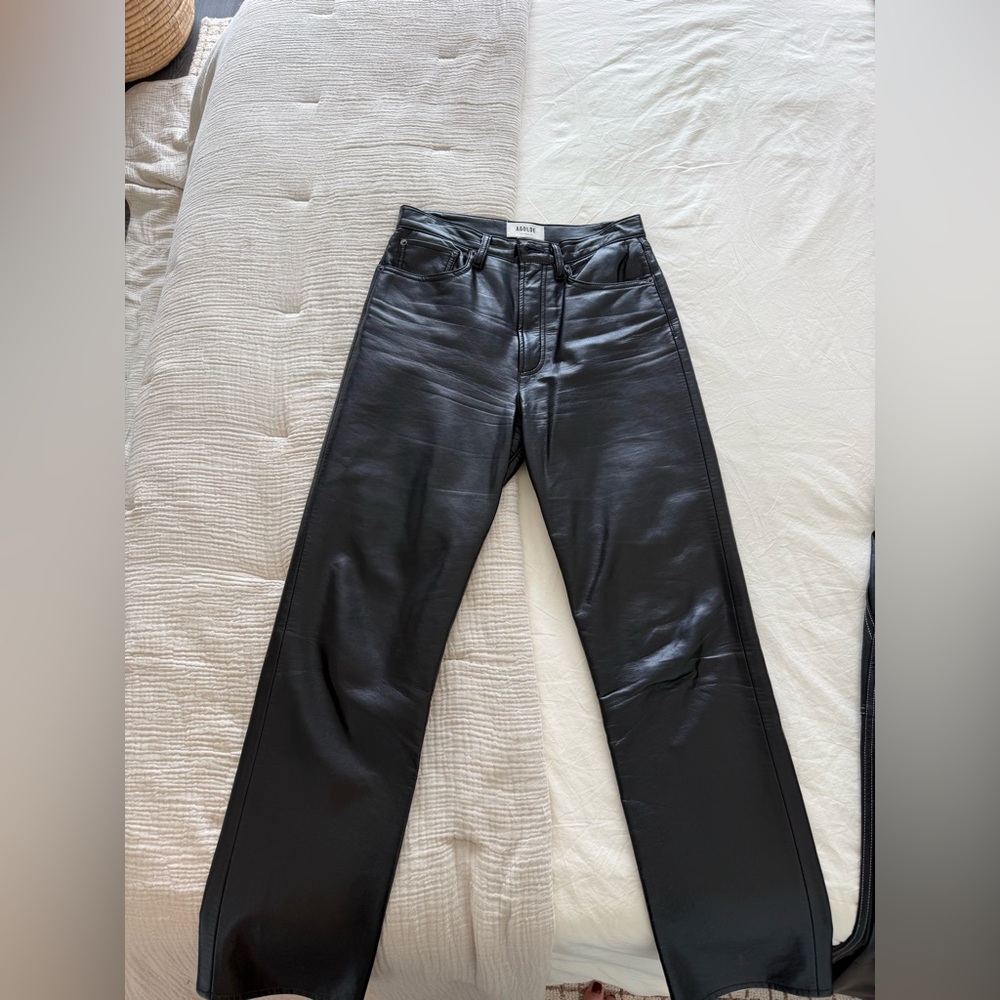 Agolde Black Leather Pants